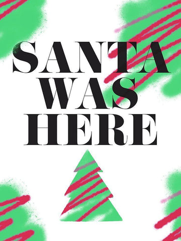 Santa Was Here Black Ornate Wood Framed Art Print with Double Matting by Villa, Milli
