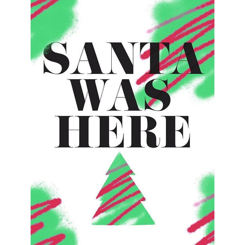 Santa Was Here Black Modern Wood Framed Art Print with Double Matting by Villa, Milli