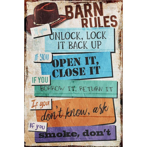 Barn Rules White Modern Wood Framed Art Print by Villa, Milli