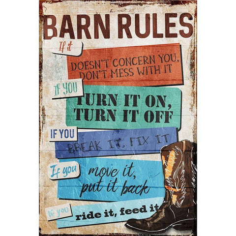 Barn Rules Gold Ornate Wood Framed Art Print with Double Matting by Villa, Milli