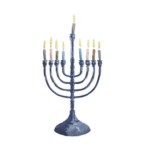 Menorah Black Modern Wood Framed Art Print with Double Matting by Villa, Milli