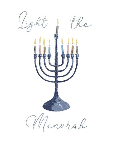 Light The Menorah Black Ornate Wood Framed Art Print with Double Matting by Villa, Milli