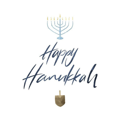 Happy Hanukkah White Modern Wood Framed Art Print by Villa, Milli