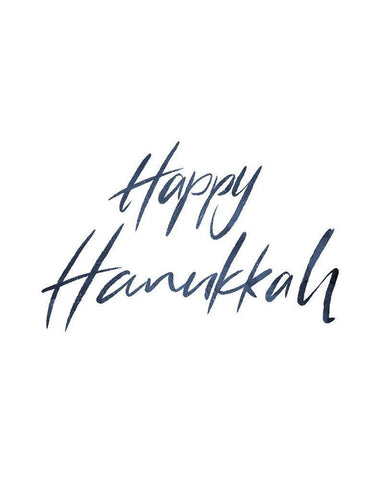 Happy Hanukkah Word White Modern Wood Framed Art Print with Double Matting by Villa, Milli