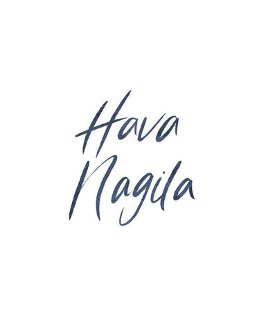 Hava Nagila Word White Modern Wood Framed Art Print with Double Matting by Villa, Milli