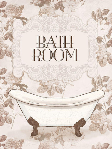 Bathroom Black Ornate Wood Framed Art Print with Double Matting by Villa, Milli