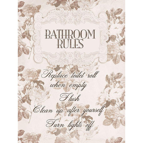 Bathroom Rules 1 Black Modern Wood Framed Art Print by Villa, Milli