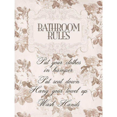 Bathrrom Rules 2 Gold Ornate Wood Framed Art Print with Double Matting by Villa, Milli