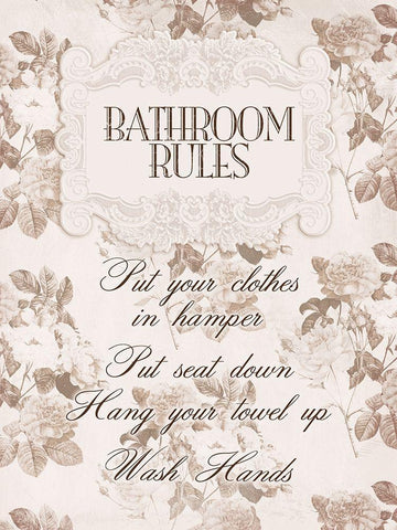 Bathrrom Rules 2 White Modern Wood Framed Art Print with Double Matting by Villa, Milli
