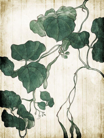 Hanging Leaves White Modern Wood Framed Art Print with Double Matting by Villa, Milli