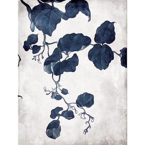 Blue Hanging Leaves 2 White Modern Wood Framed Art Print by Villa, Milli