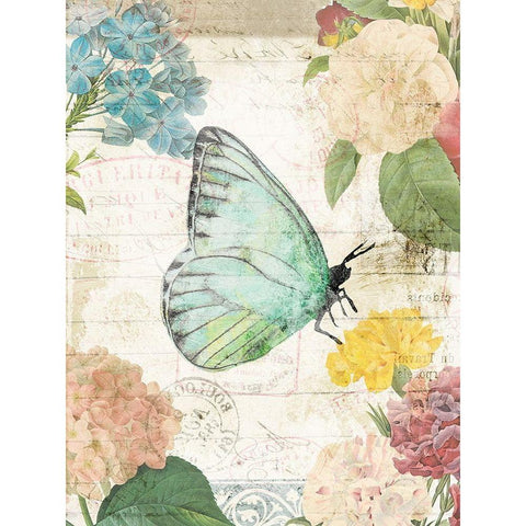 Butterfly Flowers Black Modern Wood Framed Art Print by Villa, Milli