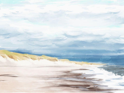 The Beach In Calm White Modern Wood Framed Art Print with Double Matting by Villa, Milli