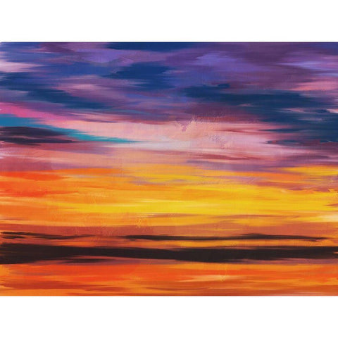 Sunset In Motion Black Modern Wood Framed Art Print with Double Matting by Villa, Milli