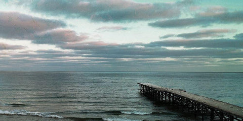 Dock Out To Sea Black Ornate Wood Framed Art Print with Double Matting by Villa, Milli