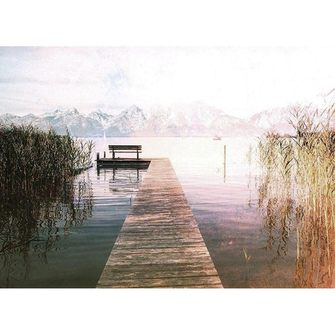 Dock To The Mountain Gold Ornate Wood Framed Art Print with Double Matting by Villa, Milli