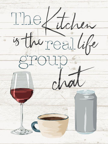 Kitchen Group Chat White Modern Wood Framed Art Print with Double Matting by Villa, Milli