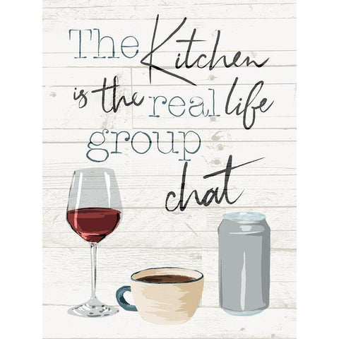 Kitchen Group Chat White Modern Wood Framed Art Print by Villa, Milli