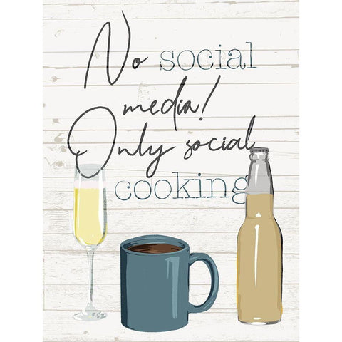 No Social Media Black Modern Wood Framed Art Print by Villa, Milli