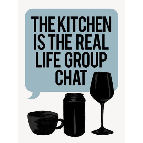 Bubble Kitchen Group Chat Black Modern Wood Framed Art Print by Villa, Milli