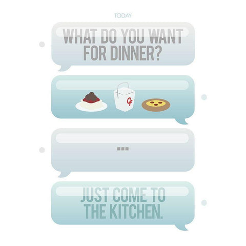 Texting For Dinner Gold Ornate Wood Framed Art Print with Double Matting by Villa, Milli