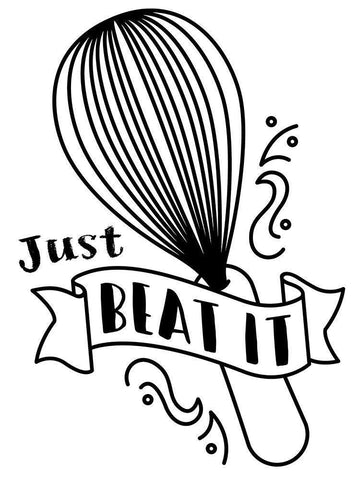 Just Beat It White Modern Wood Framed Art Print with Double Matting by Villa, Milli