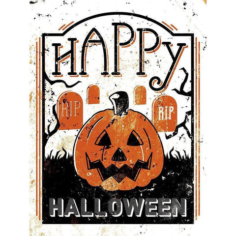 Happy Pumpkin White Modern Wood Framed Art Print by Villa, Milli