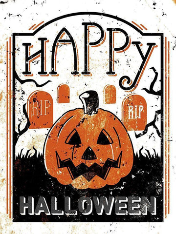 Happy Pumpkin White Modern Wood Framed Art Print with Double Matting by Villa, Milli