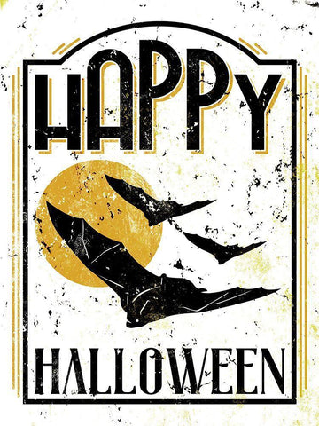 Happy Bat Orange Black Ornate Wood Framed Art Print with Double Matting by Villa, Milli