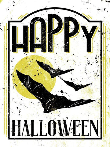 Happy Bat Black Ornate Wood Framed Art Print with Double Matting by Villa, Milli