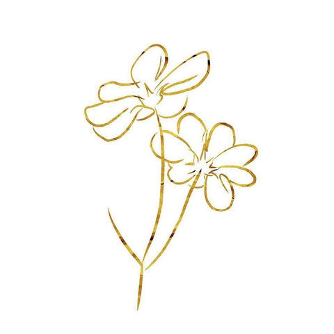 Simple Gold Flowers 2 White Modern Wood Framed Art Print by Villa, Milli