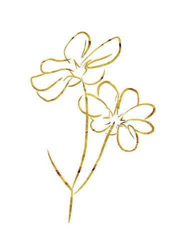 Simple Gold Flowers 2 White Modern Wood Framed Art Print with Double Matting by Villa, Milli