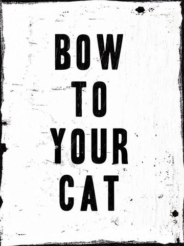 Bow To Your Cat Black Ornate Wood Framed Art Print with Double Matting by Villa, Milli