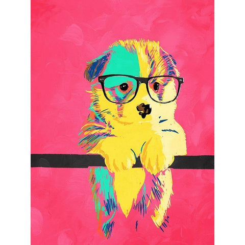 Puppy Vision Black Modern Wood Framed Art Print by Villa, Milli