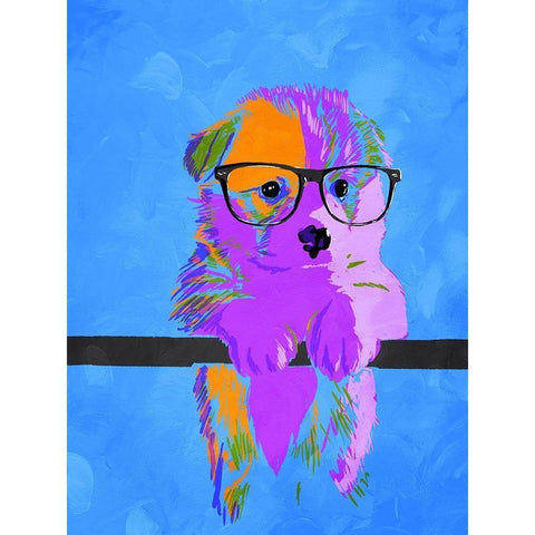 Puppy Vision V2 Gold Ornate Wood Framed Art Print with Double Matting by Villa, Milli