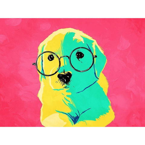 Puppy Eyes White Modern Wood Framed Art Print by Villa, Milli