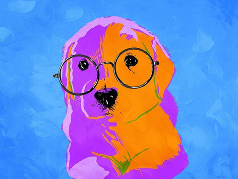 Puppy Eyes V2 White Modern Wood Framed Art Print with Double Matting by Villa, Milli