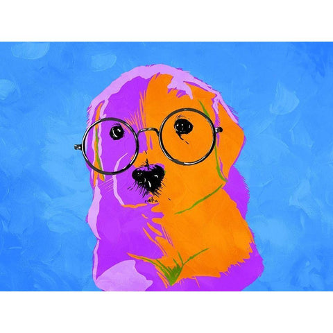 Puppy Eyes V2 White Modern Wood Framed Art Print by Villa, Milli