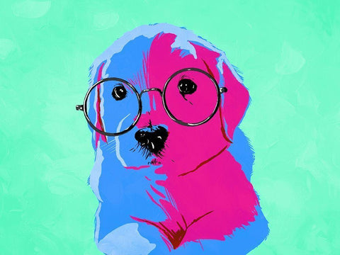 Puppy Eyes V3 White Modern Wood Framed Art Print with Double Matting by Villa, Milli