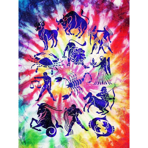 Zodiac Tie Dye Black Modern Wood Framed Art Print by Villa, Milli
