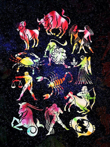 Zodiac Tie Dye Reverse White Modern Wood Framed Art Print with Double Matting by Villa, Milli