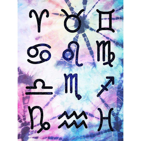 Symbol Zodiac Tie Dye Black Modern Wood Framed Art Print by Villa, Milli