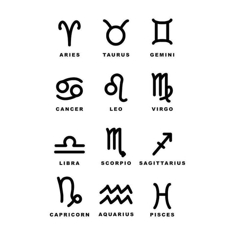 Symbol Zodiac Black Modern Wood Framed Art Print by Villa, Milli