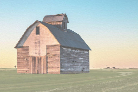 Sunset Pastel Barn White Modern Wood Framed Art Print with Double Matting by Villa, Milli