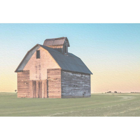 Sunset Pastel Barn Black Modern Wood Framed Art Print by Villa, Milli