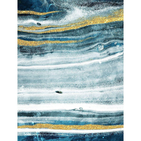 Gold Teal Flow Gold Ornate Wood Framed Art Print with Double Matting by Villa, Milli