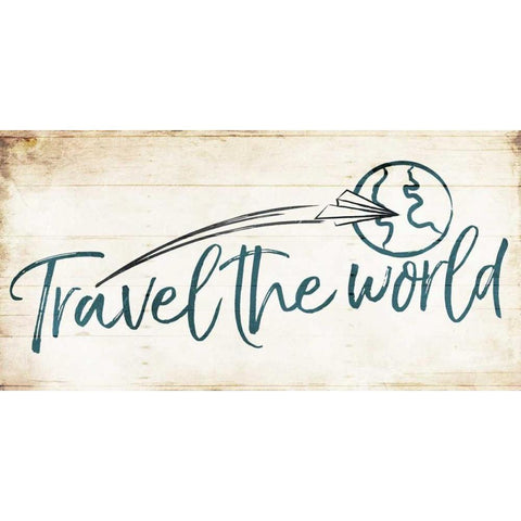 Travel The World Black Modern Wood Framed Art Print with Double Matting by Villa, Milli