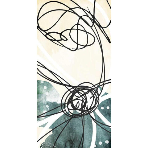 Blue Lines Day Black Modern Wood Framed Art Print with Double Matting by Villa, Milli