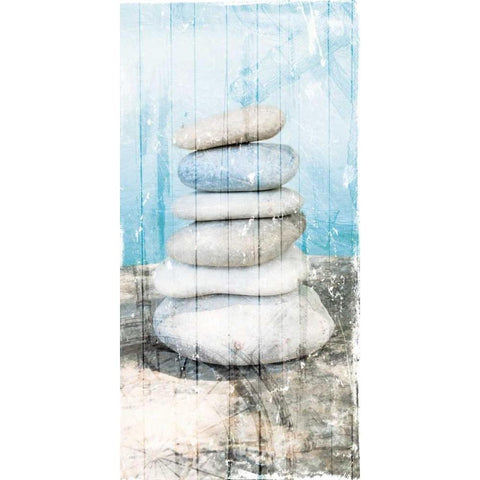 Stacked Rocks At Sea Black Modern Wood Framed Art Print by Villa, Milli