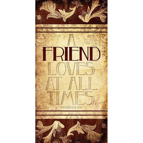 A Friend Gold Ornate Wood Framed Art Print with Double Matting by Villa, Mlli